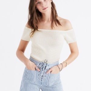Madewell Ribbed Off Shoulder Shirt top Small